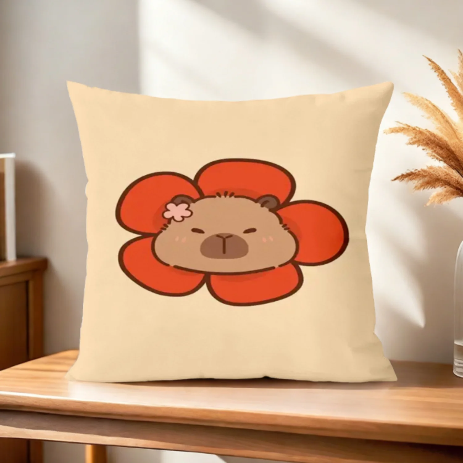 غطاء وسادة كابيبارا اللطيف بتصميم طباعة مسطحة من نسيج البوليستر، نسيج فائق النعومة وصديق للبشرة #3