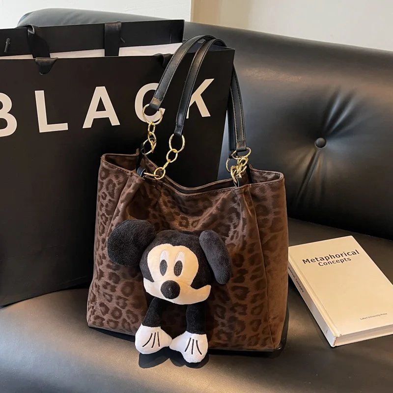 

2025 New Cartoon Fashion Leopard Pattern Handheld Tote Bag Women'S Chain Shoulder Bag Commuter Underarm Bag