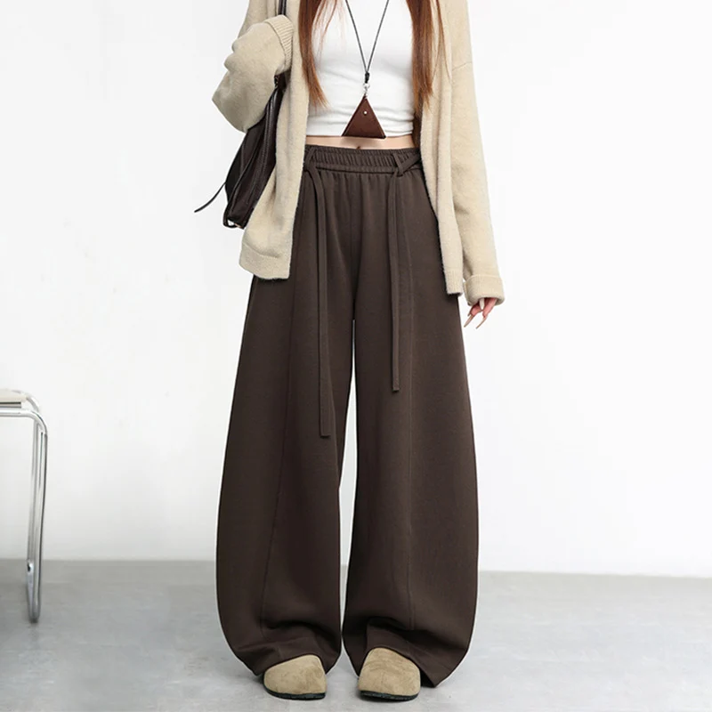 كسول نمط المتضخم واسعة الساق السراويل الرياضية النساء الشارع الأمريكي الهيب هوب فضفاض Sweatpants الخريف الشتاء شيك الدانتيل متابعة بنطلون