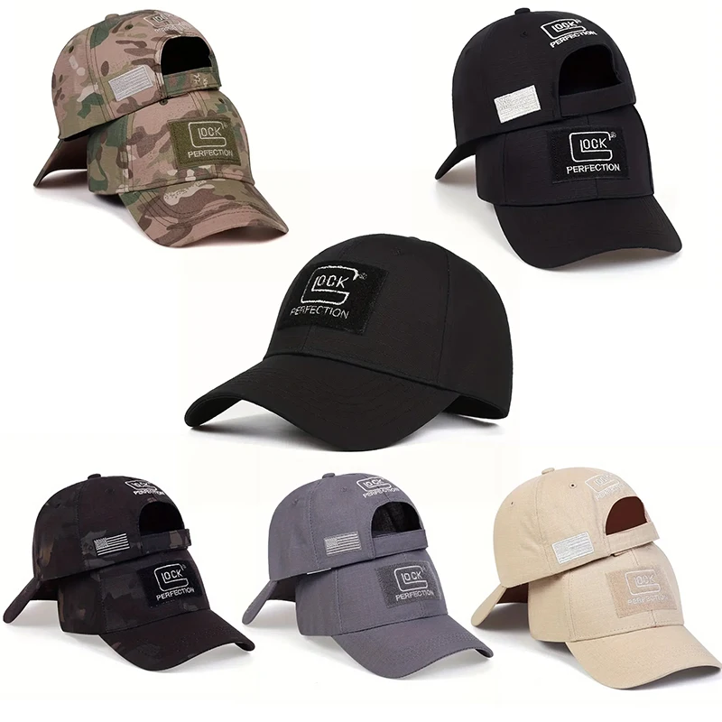 Men\'s Lock Camouflage Embroidery Hiphop Versatile Baseball Cap Adult Sunshade Hat Unisex Adjustable Hip Hop Baseball Cowboy Cap