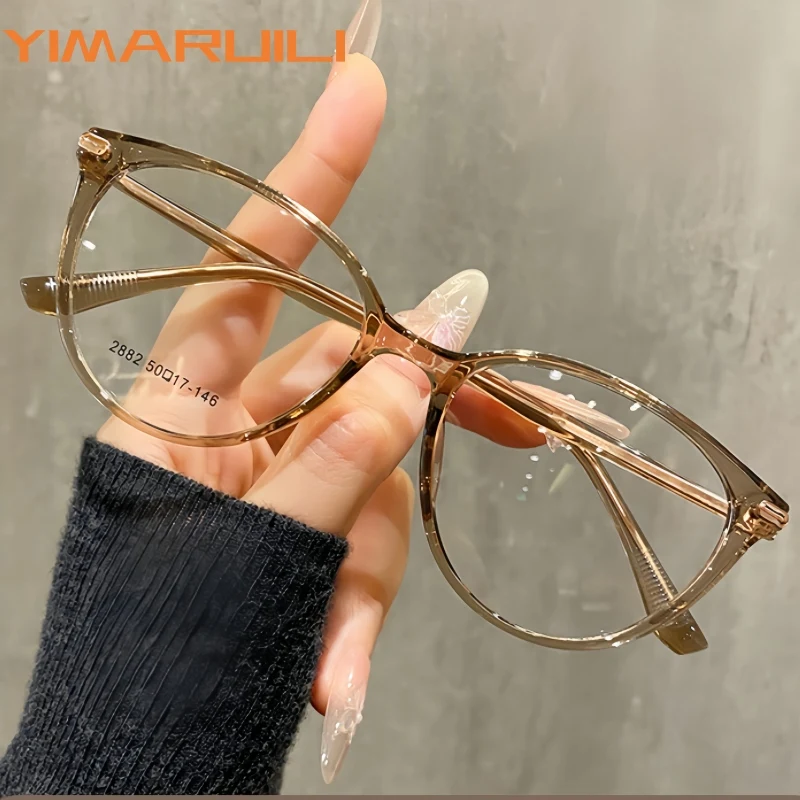 YIMARUILI New Temperament Retro Women's Cat Eye Glasses Ultra Light Fashion Trend TR90 Oval Small Size Eyeglasses Frame X2882W