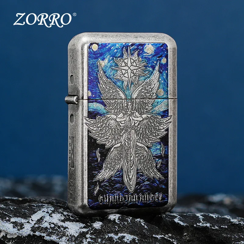 

ZORRO Emerges From The Cocoon and Becomes A Butterfly, Antique Silver Etched Kerosenes Lighter, Creative Personalized Gift
