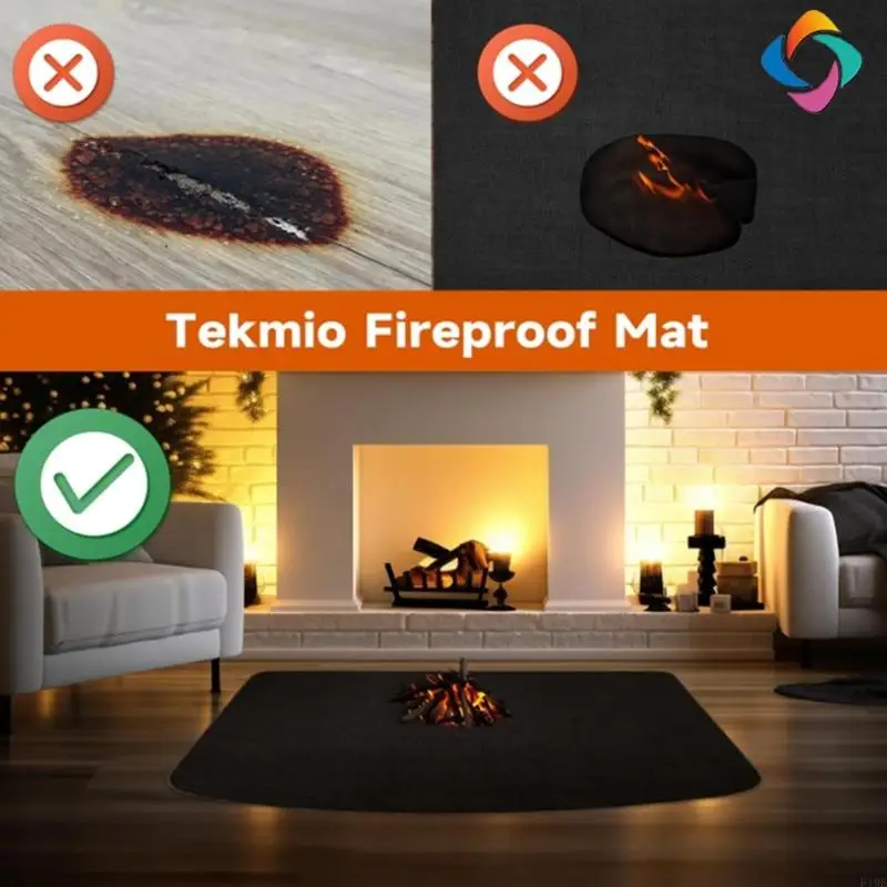 سجاد مقاوم للحريق لحماية درجة الحرارة من الألياف الزجاجية سيليكون حصيرة لموقد الخشب والشوايات حفرة النار F19E #4