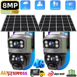 V380PRO Solar Camera 4G Sim 4k 8MP 10X Zoom Dual Lens Recording Humanoid Tracking Outdoor WIFI Camera IP66 Waterproof