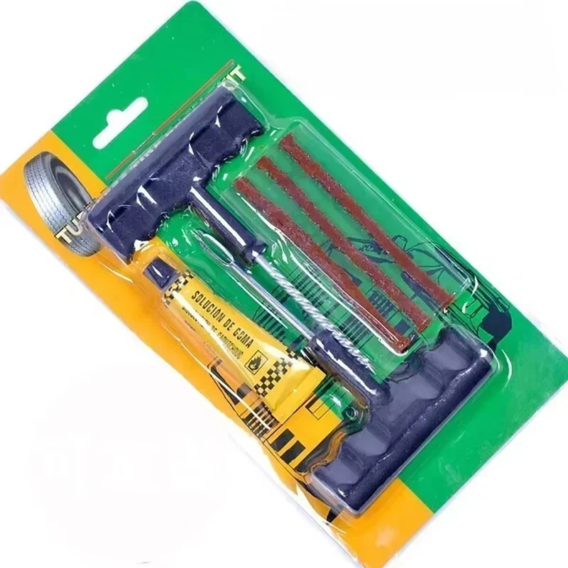 

1-4Set Tubeless Tyre Repair And Studding Tool Set: Puncture Plug, Patch Strip, Glue, Garage Tool Accessories