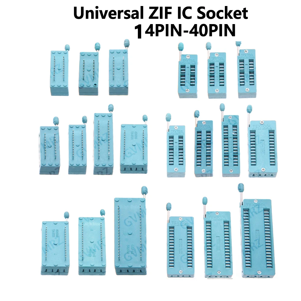 1PCS Universal ZIF IC Socket Lever Type DIP PCB Adapter for DIY Electronics 14PIN 16PIN 18PIN  Narrow/Wide 28PIN Narrow/Wide 20P