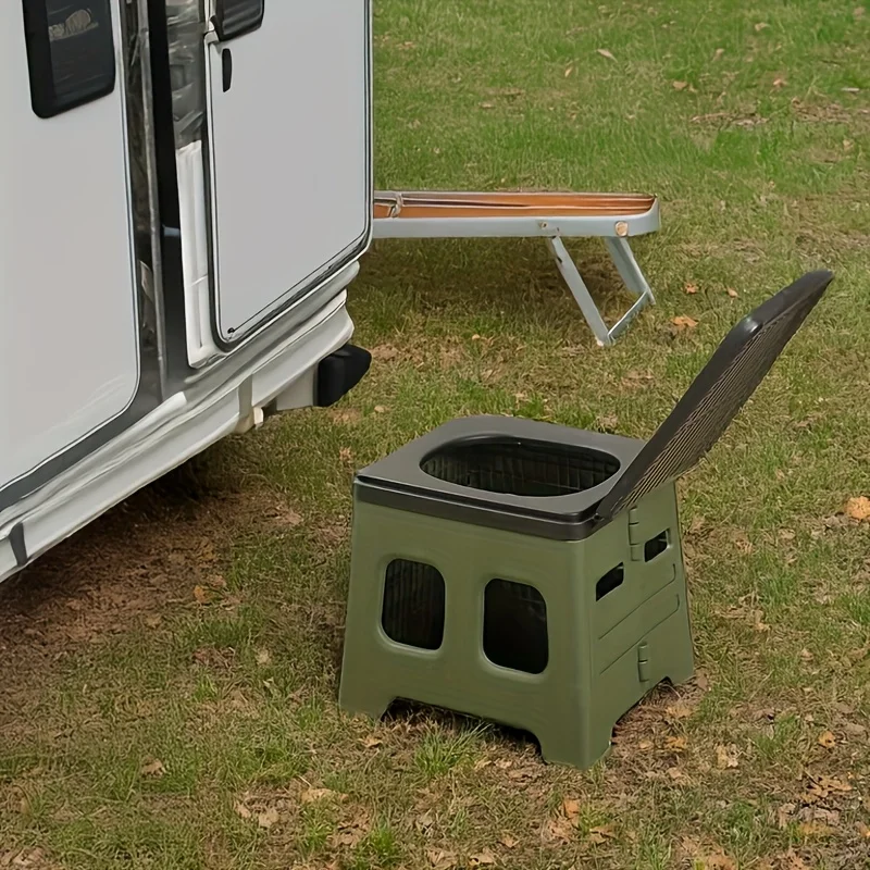 Inodoro plegable portátil para acampar y emergencias: inodoro de viaje compacto con diseño resistente a olores, incluye tapa y bolsas de basura