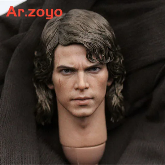 In Stock 1/6 Hayden Christensen Head Sculpt with Neck PVC Anakin Male Soldier Head Carving Fit 12\'\' Action Figure Body Dolls