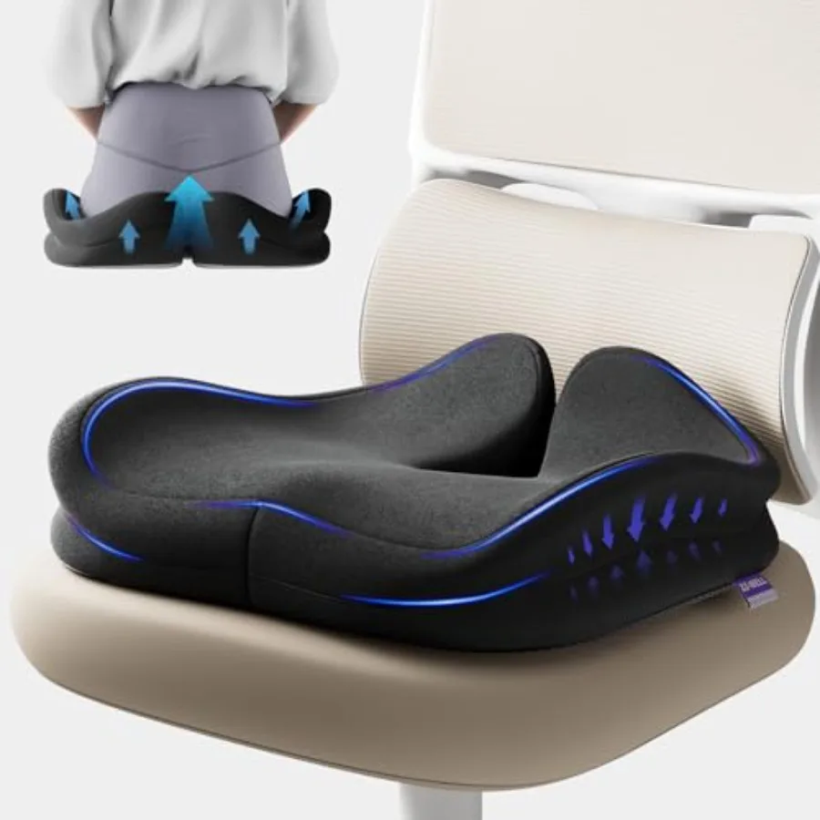 

Подушки для сидений для офисных стульев — Запатентованная подушка Coccyx для боли в хвостовой кости — 21,2 дюйма Ш x 16,5 дюйма Д, очень большое сиденье из пены с эффектом памяти Cu