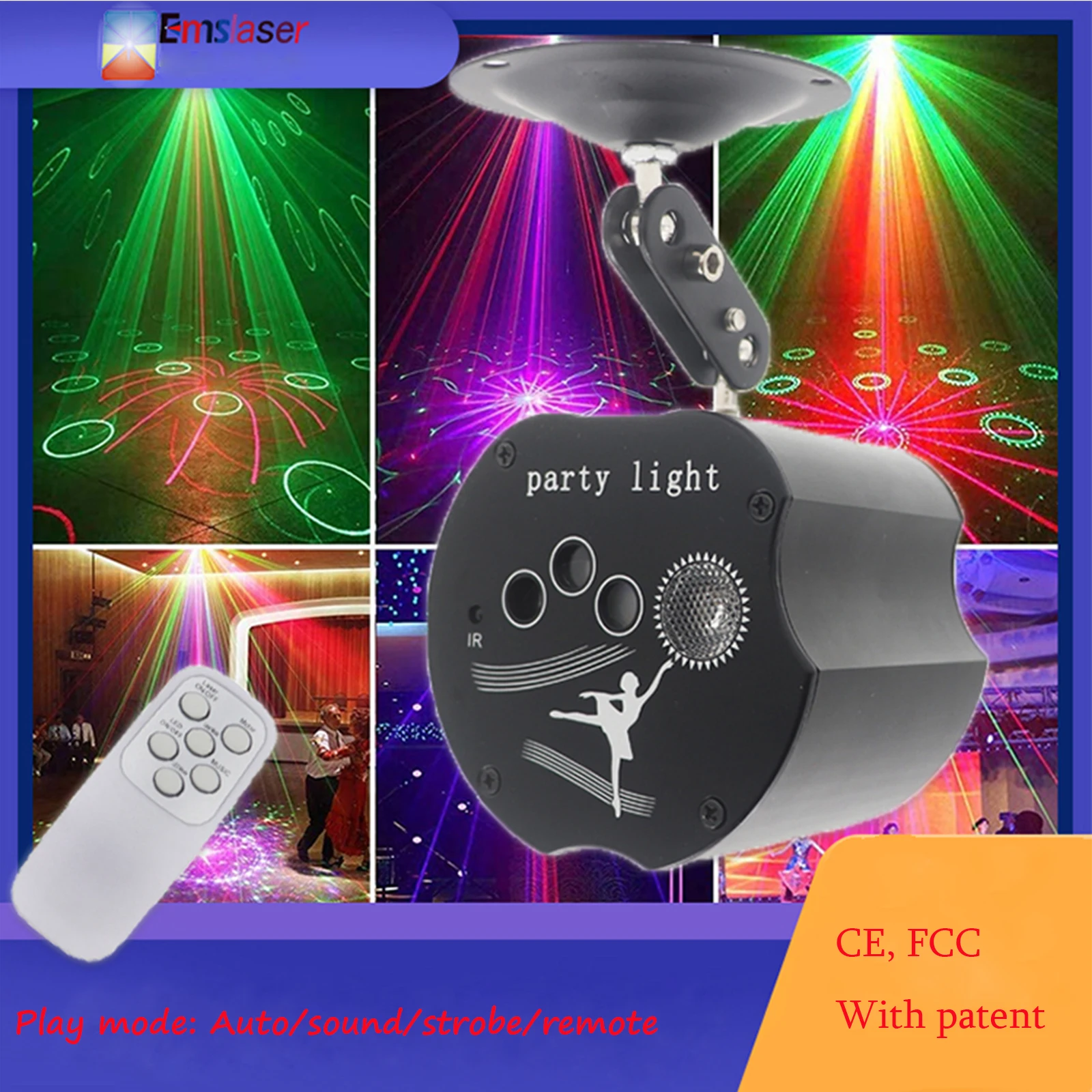 Apple Shape Three-hole Laser Light RGB Projection Laser Atmosphere Light Small Rechargeable Stage Light For Wedding Bar Disco