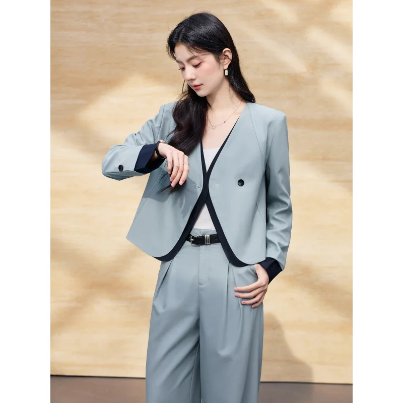 

Women's Spring New Style Office Suit Set: Elegant and Sophisticated Short Formal Wear for Petite Commuters