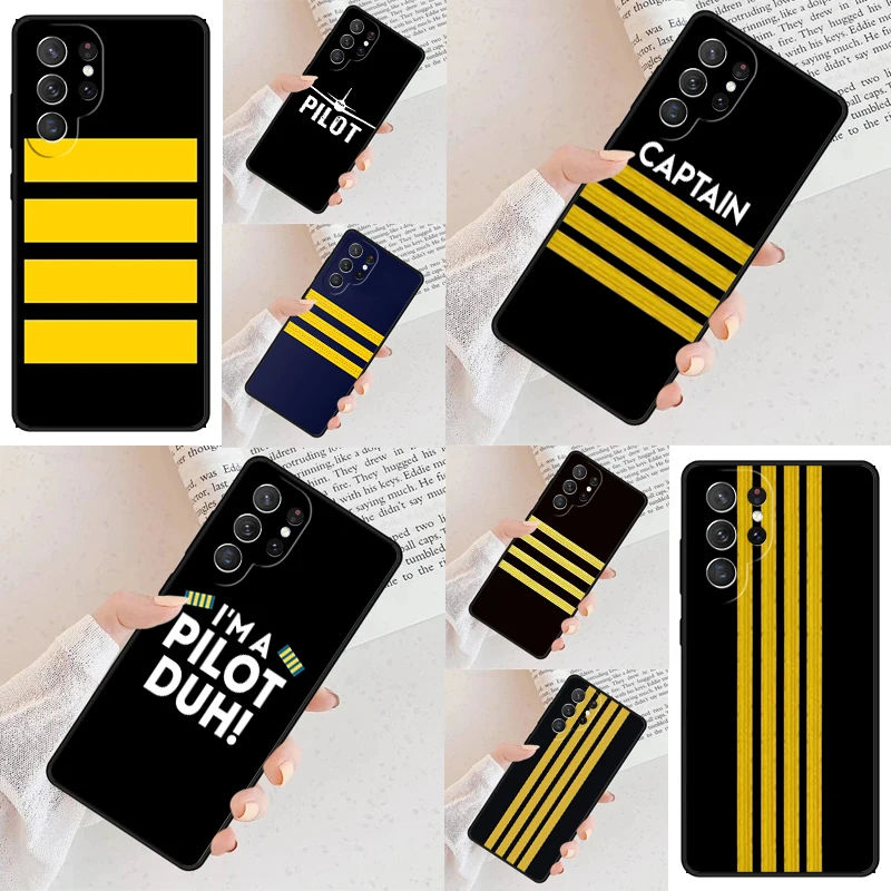 Airplane Pilot Epaulette Phone Case For Samsung Galaxy S24 S23 S22 S21 Ultra S10 Note 10 Pro S20 Plus FE S9 S8 Cover