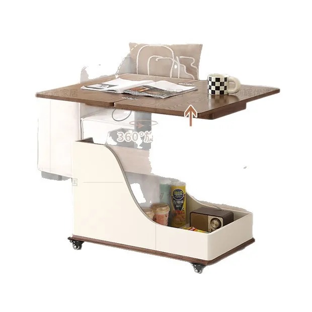 

Folding edge few household walnut solid wood coffee table with wheels