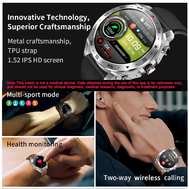 Nieuwe Smartwatch Tws Bluetooth Headset Twee-In-Een 1.56hd Display Ip67 Waterdichte Hartslagmeter Mannelijke Sport Smartwarch 2024