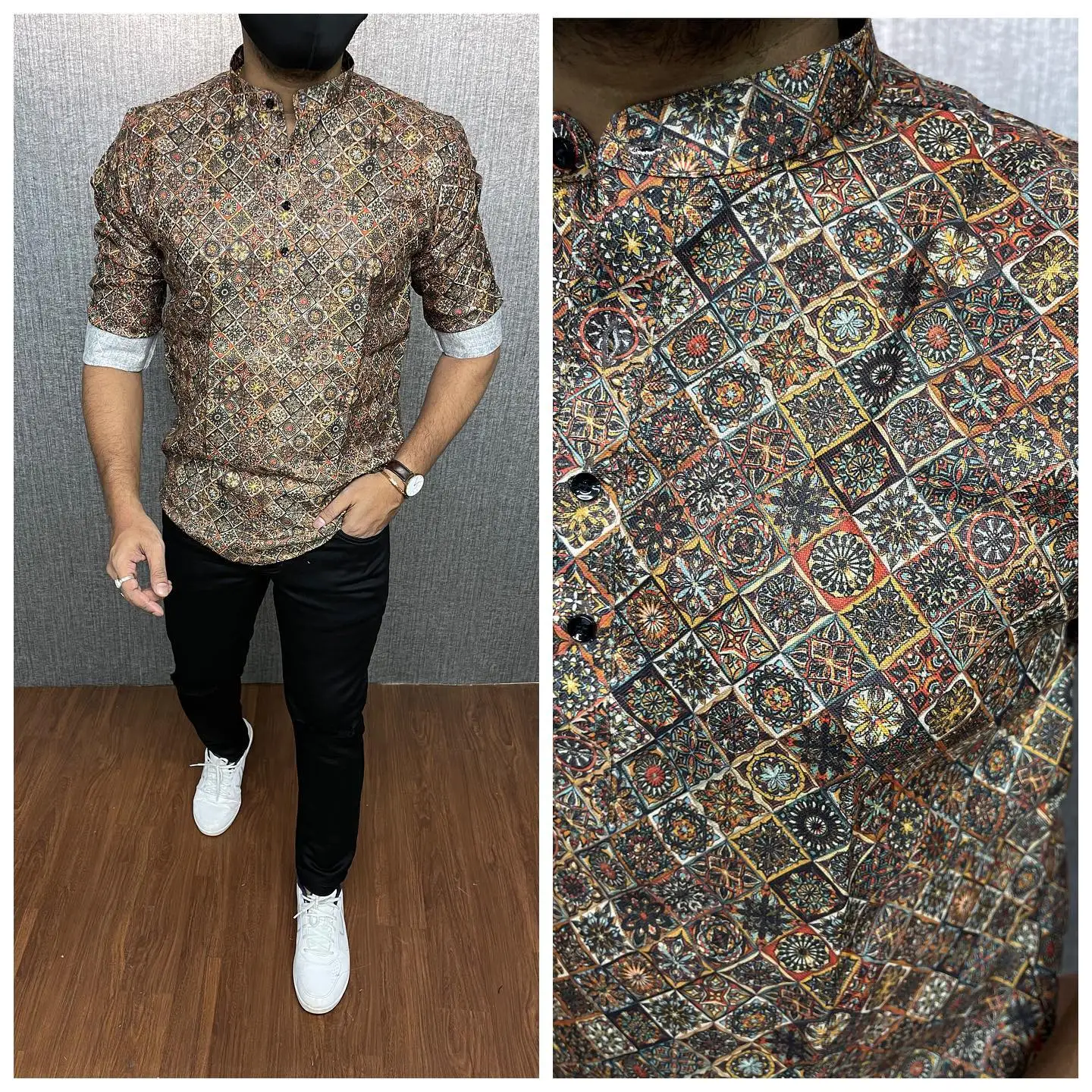 남성 아바야 토브 아랍 긴 소매 무슬림 헨리 카프탄 밴디드 플레인 가운 셔츠 남성 무슬림 카프탄 2026 내셔널 스타일