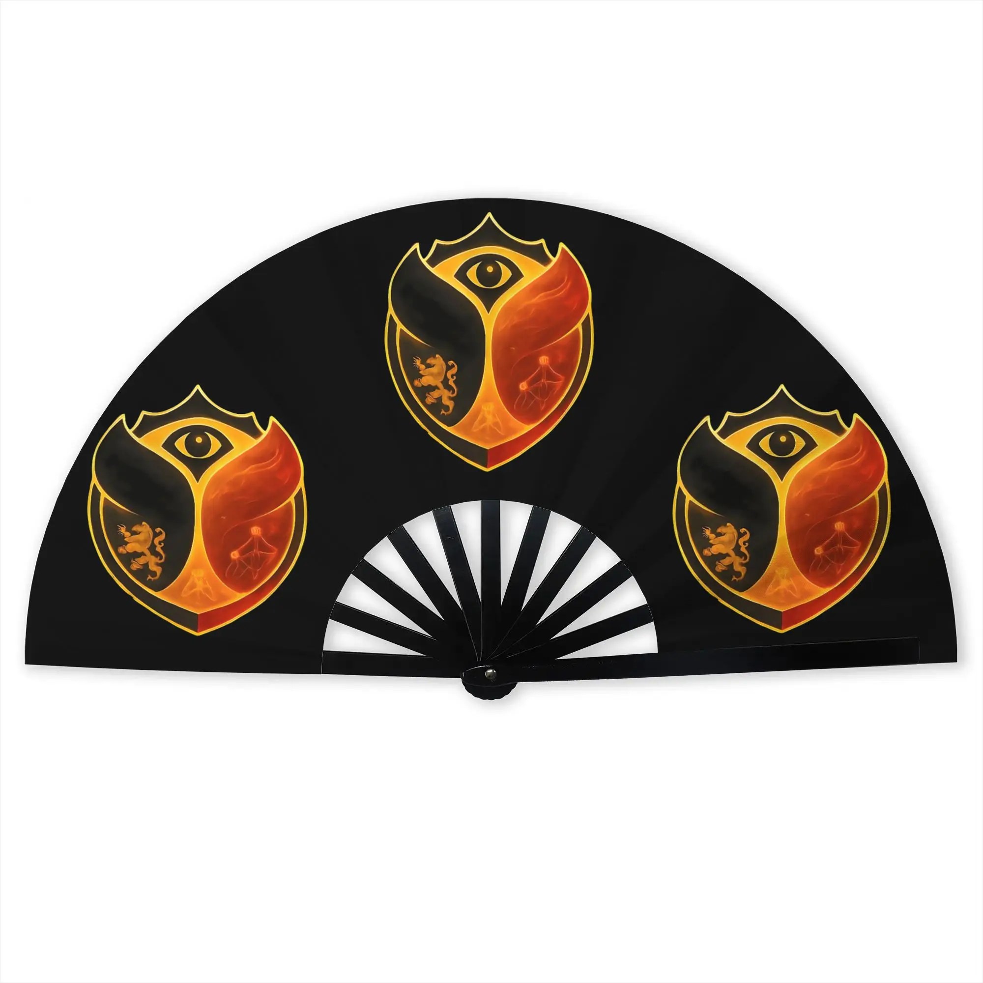 Retro T-Tomorrowland Logo Traditional Folding Fan Oriental Art  High-Quality Fans Gift Elegant Decorative Hand Fan