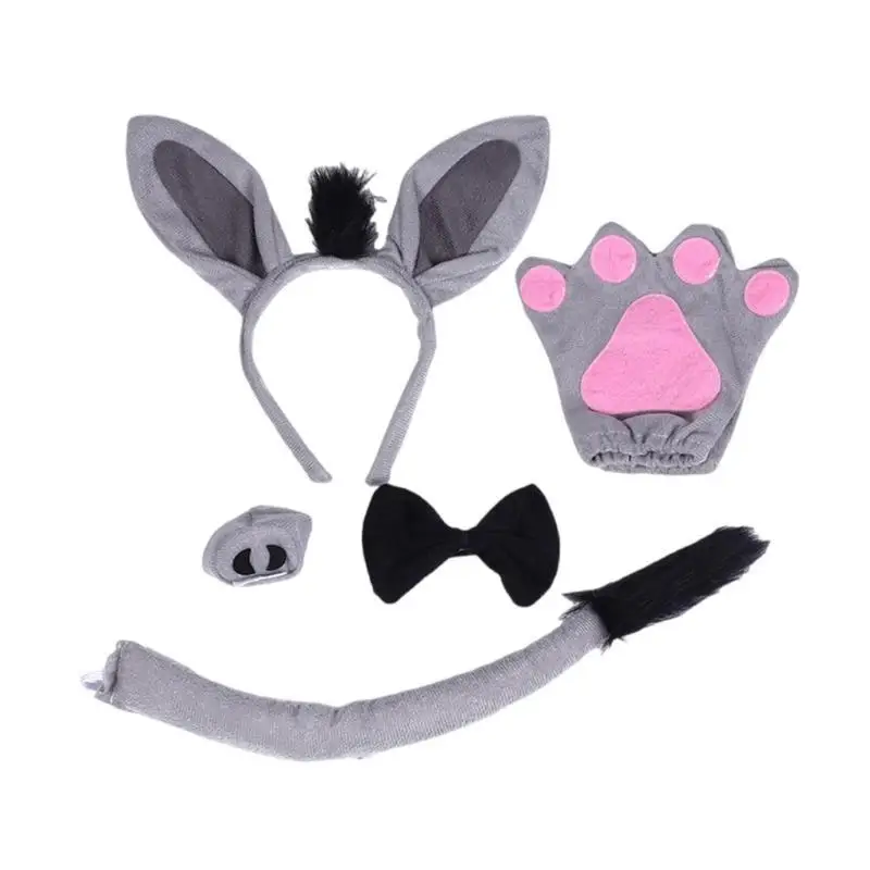 

652F Donkey Animal Outfit Halloween Costume Accessories for Children Adult Halloween Birthday Christmas Cosplay Photography