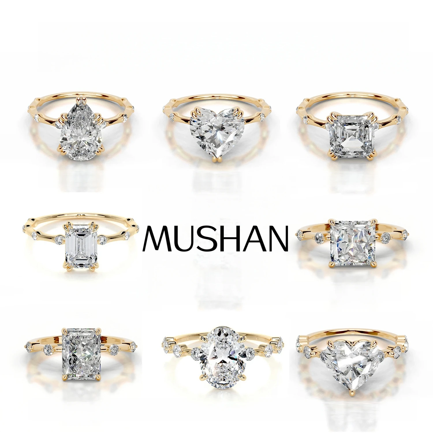 

Mushan Luxury Jewelry S 925 Sterling Silver Set With Moissanite D Color 2 Ct Wedding Ring With Certificate Light Luxury Ring