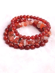 3pcs/set 6mm 8mm Carnelian Beads Natural Raw Red Agate Stone Bracelet Handmade DIY Creative Women Love and Lucky Energy Jewelry