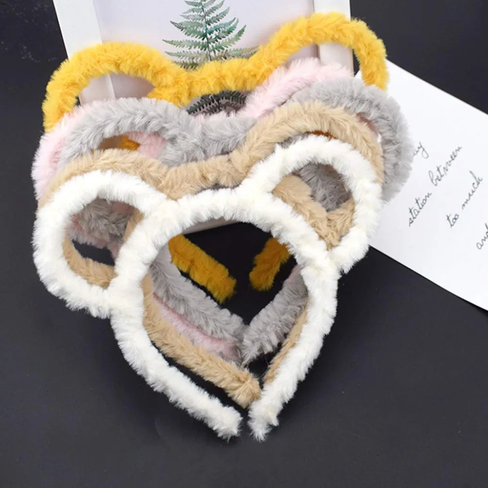 Winter Thick Headband Plush Round Mouse Bear Ears Design Hair Hoop Candy Color Barrettes for Women