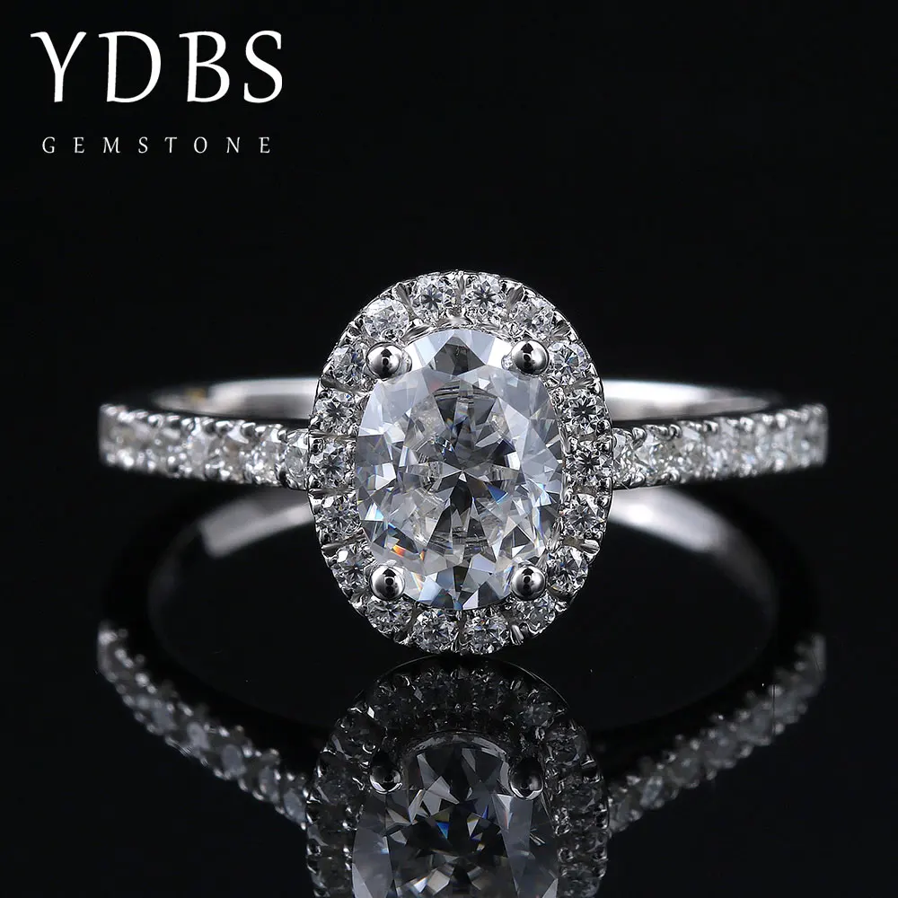 

YDBS 1.0CT 14K White Gold ellipse cutting Engagement Wedding Moissanite Diamond Ring for Women Gift New