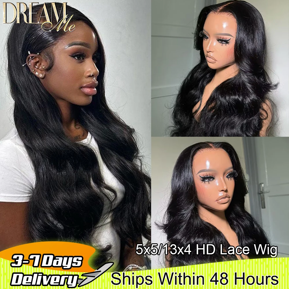 

Real HD Lace Clousre Wig Body Wave 5x5 Melt Skin Lace Pre Plucked Raw Human Hair 13x4 Lace Frontal Wig Brazilian Remy Hair