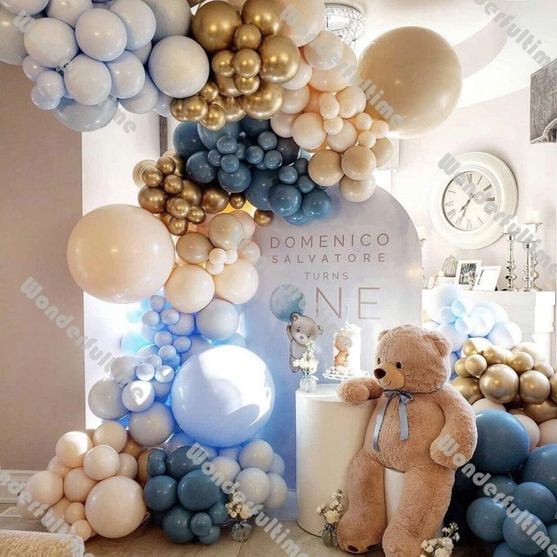 Doubeld Nude Blush Balloons Arch Garland Kit Blue Boy Birthday Decoration Boho Baby Shower Decor Wedding Supplies Latex Globos