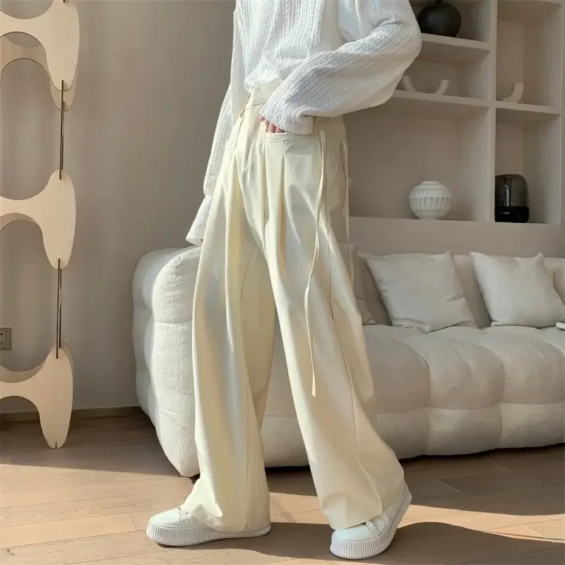 Work Office Black Men\'s Summer Pants Wide Leg Male Suit Trousers Classic High Quality Korean Style Clothes Fabric Stylish Dress