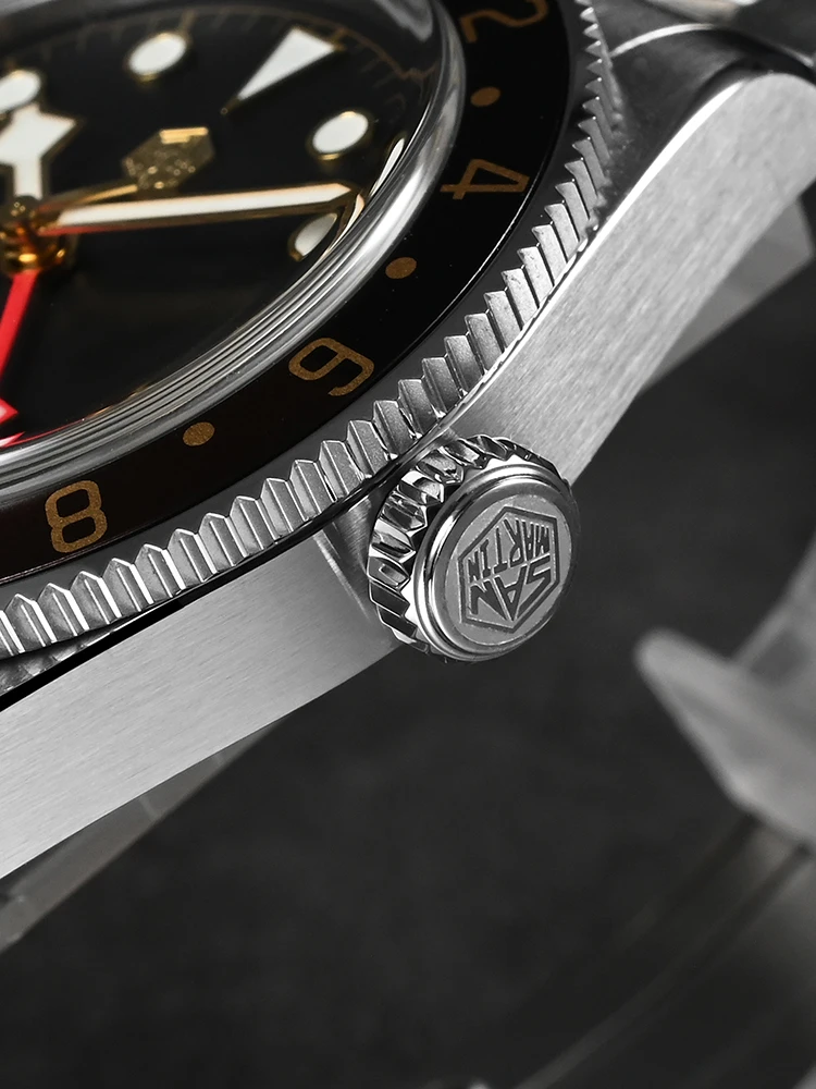 San Martin 2025 39mm Bidirectional Aluminum Bezel NH34 GMT Luxury Watch 3H Date Automatic Mechanical Sapphire Waterproof SN0109