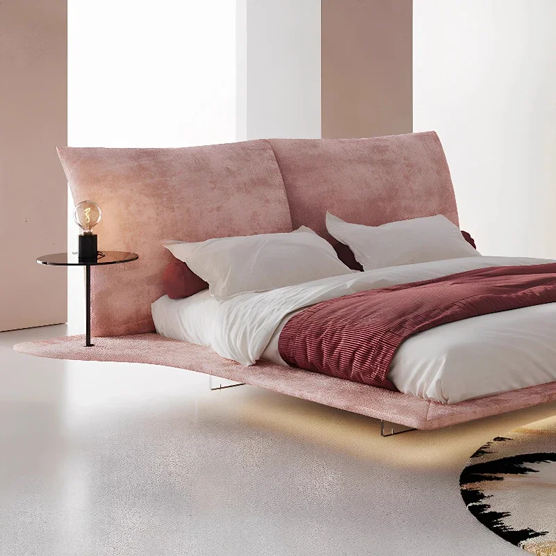 Minimal light luxury petal bed high-end Neil velvet fabric double suspension master bedroom marriage bed