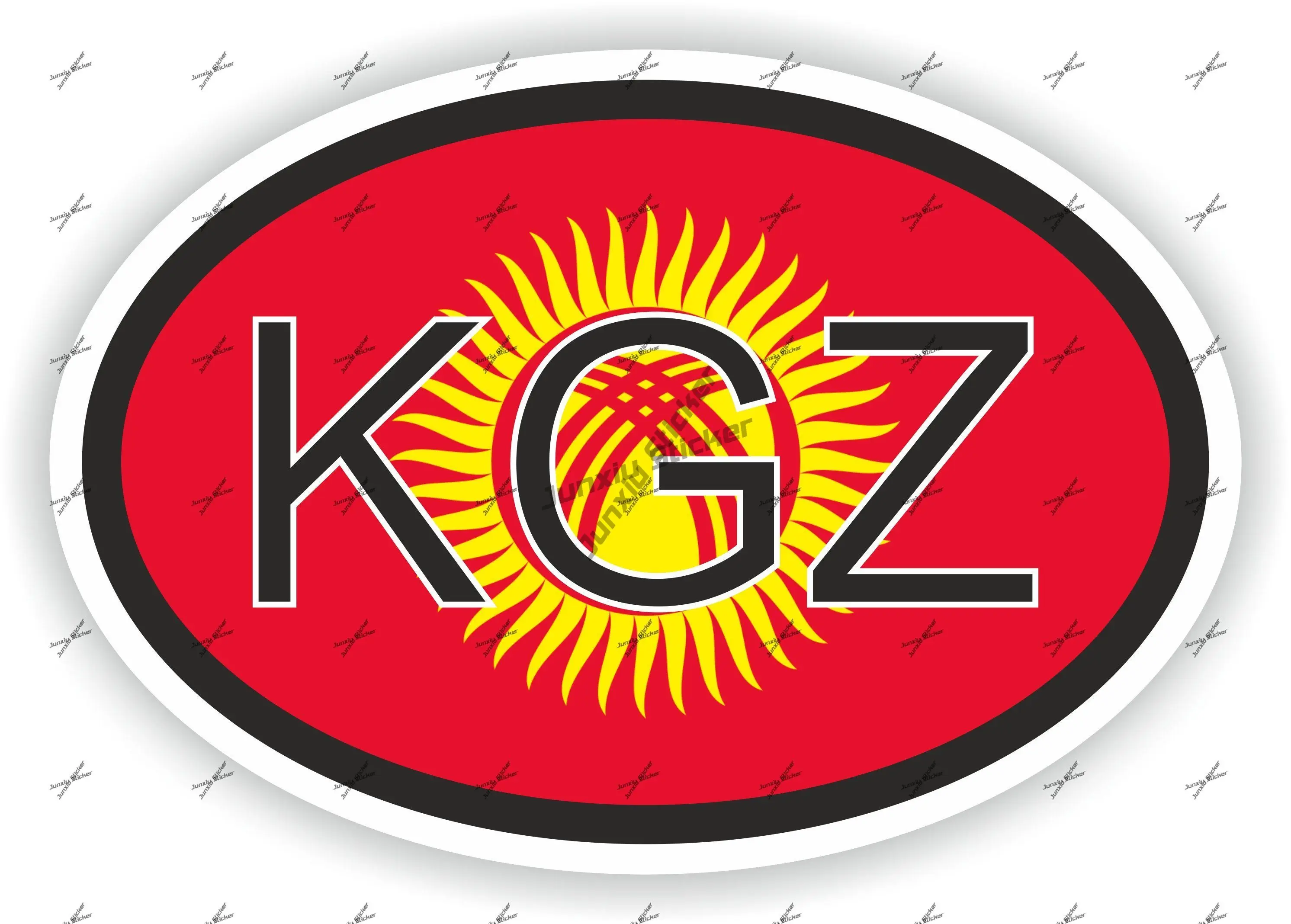 

Kyrgyzstan KGZ Country Code Sticker with Flag Decal for Car Bumper Laptop Book Fridge Motorcycle Helmet Stickers Accessories