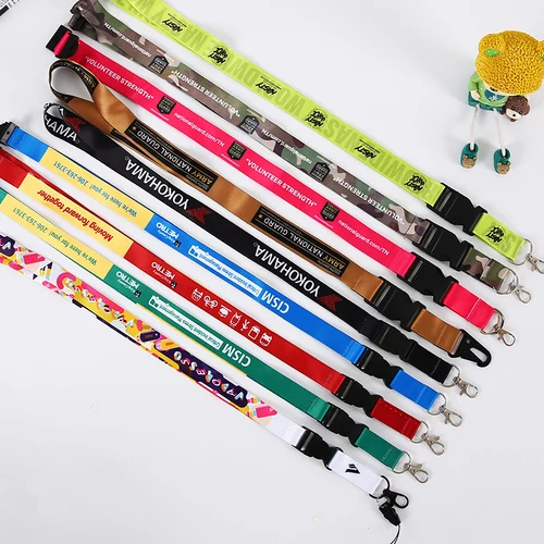 Imagen 2 del producto 50 unids/lote cordón impreso personalizado para llaves insignia titular tarjetas de personal mi logotipo nombre de la empresa impresión personalizada con hebilla