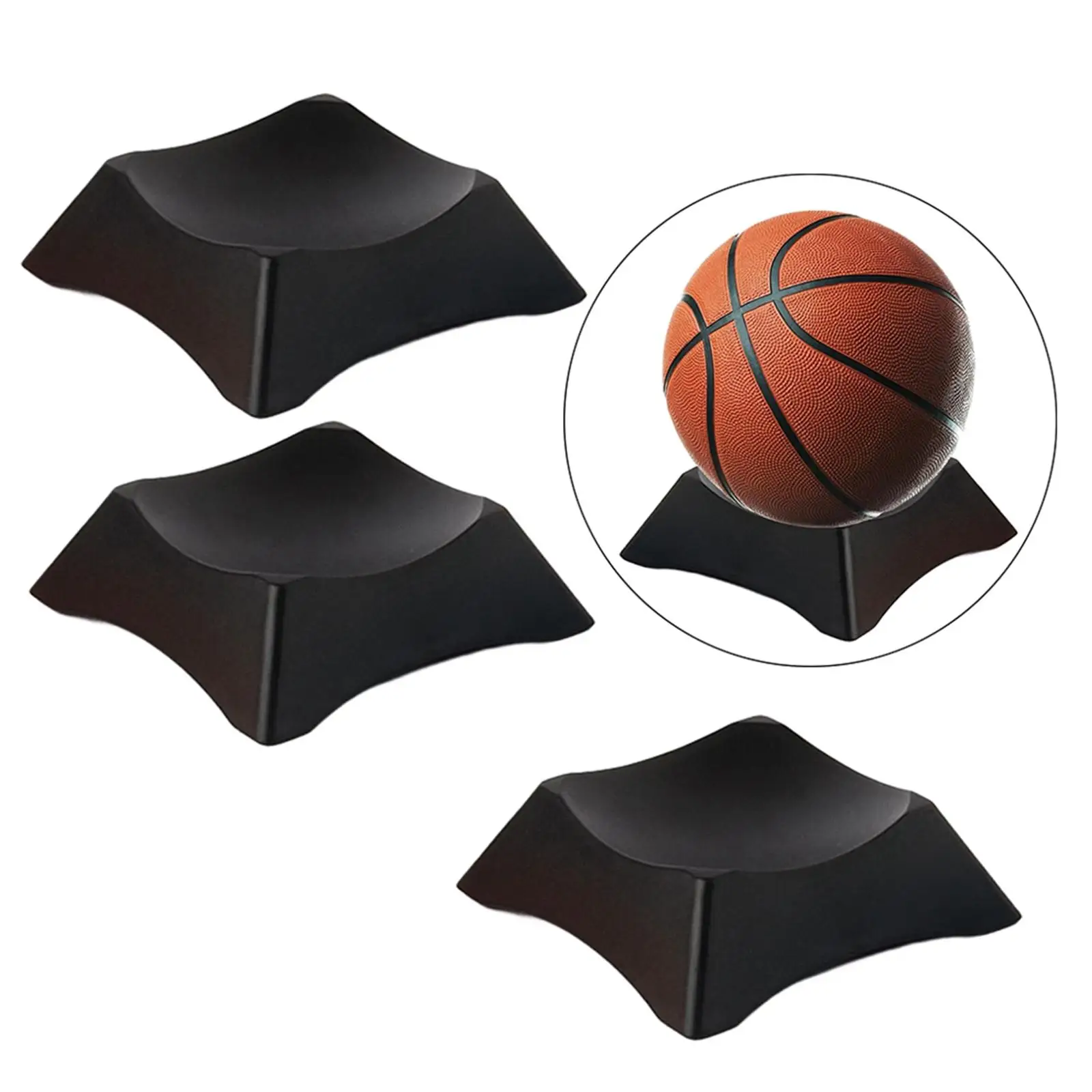 3 Pieces Plastic Ball Display Stand Sports Holder Soccer Storage Organizer for Garage Soccer Tabletop Bowling Ball Rugby Balls