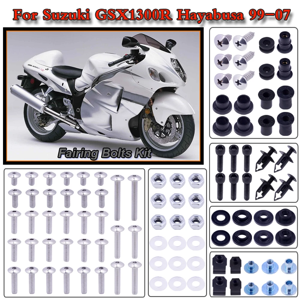 

For Suzuki GSX1300R Hayabusa 1999-2007 2006 2005 2004 2003 Motorcycle Stainless Complete Bodywork Fairing Bolt Kit Screws Clip