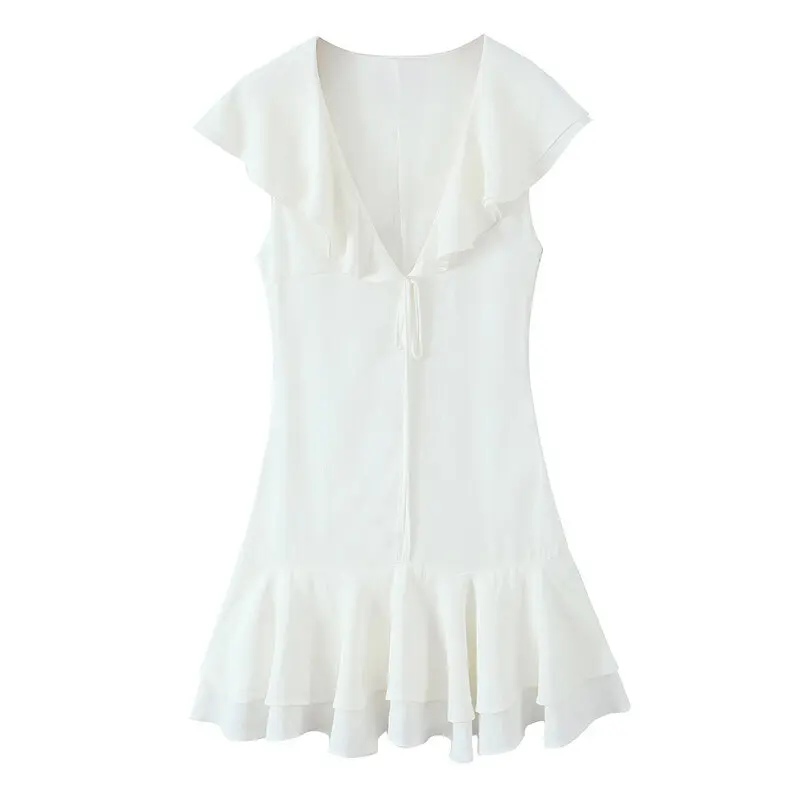 Vestido curto f da moda, primavera 2025, com laço de borboleta, camadas decorativas multifuncionais, estilo casual par...