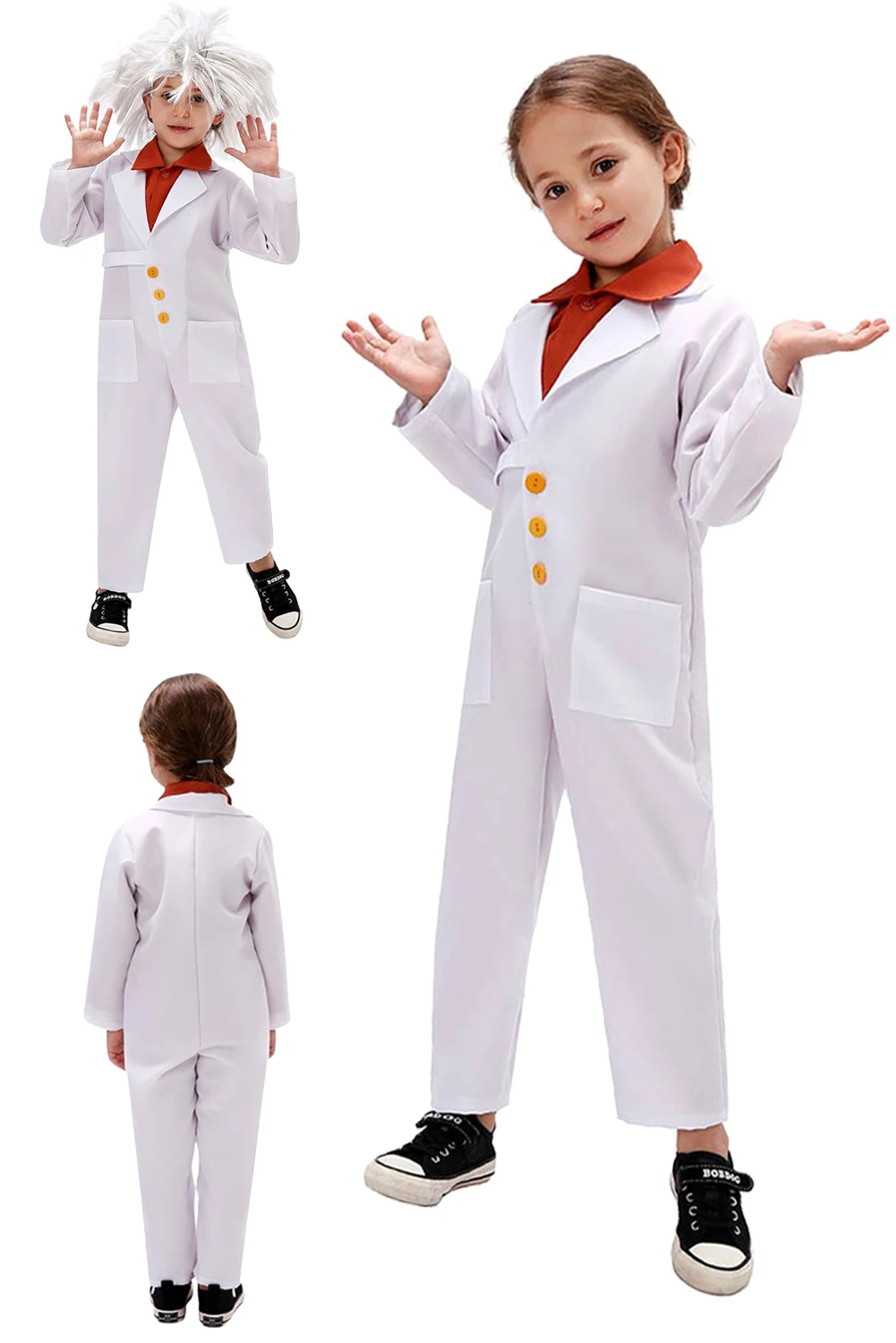 Physiker Cosplay Kinder Junge Mädchen Rollenspiel Perücken Weihnachten Leistung Kostüm Kind Rollenspiel Fantasie Phantasie verkleiden Party kleidung