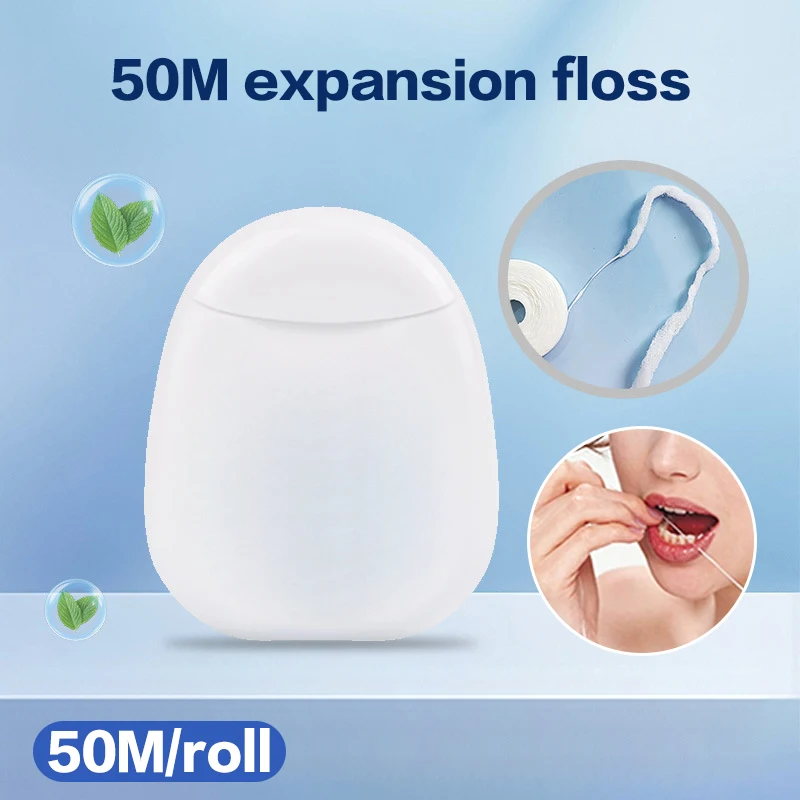 【AD】50 m Zahnseide, weicher Faden, erweiterbare Zahnseide, integrierte Spule, Wachs, Minze, Nylon, Interdentalbürste, Zahnstocher, Tiefenreinigungswerkzeug