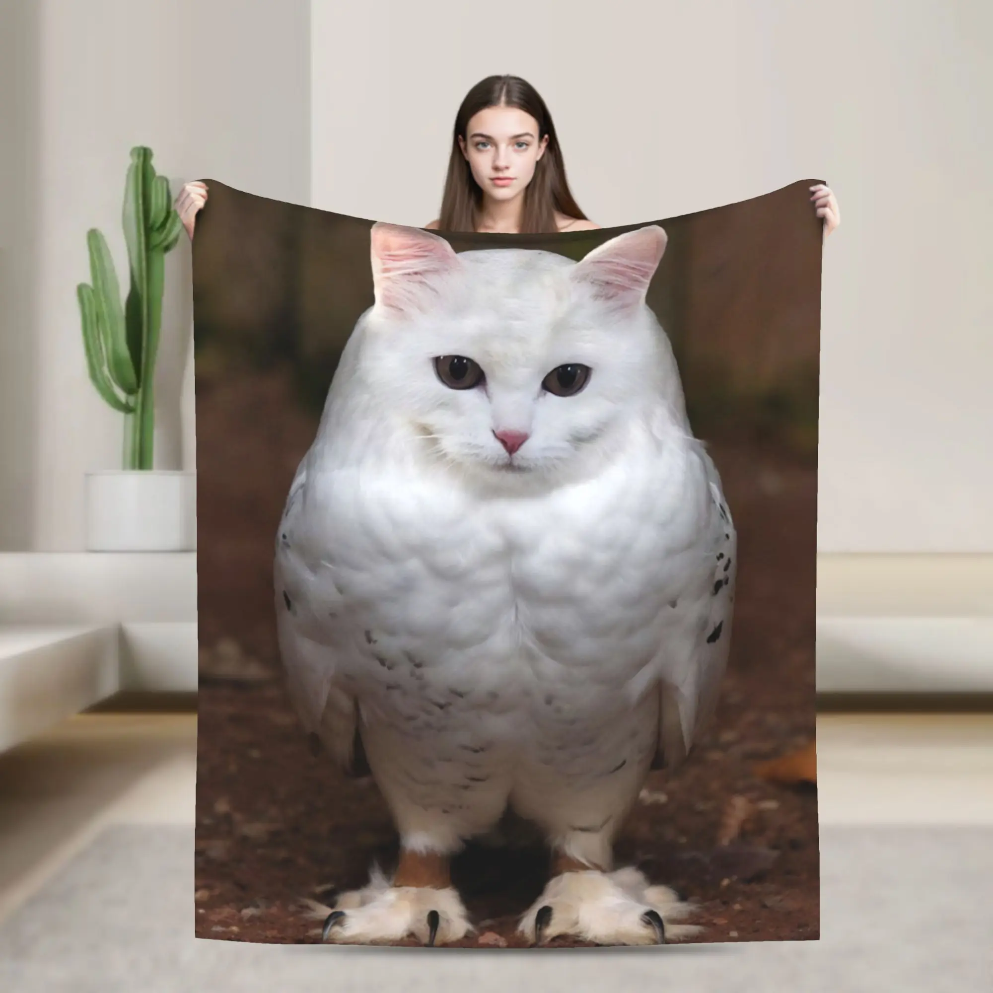 

Мягкое теплое одеяло Meowl Cat Owl Meme, плюшевое одеяло для пикника, забавное домашнее декоративное фланелевое покрывало, чехол для дивана-кровати
