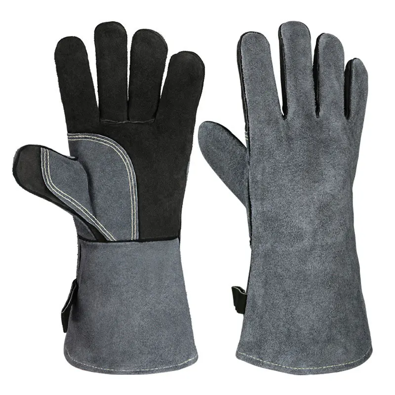 

Men's Women's Heat Resistant Cotton BBQ Gloves Long Sleeve Oven Mitts Grill Forge Welding Insulated Lining for Restaurants Food