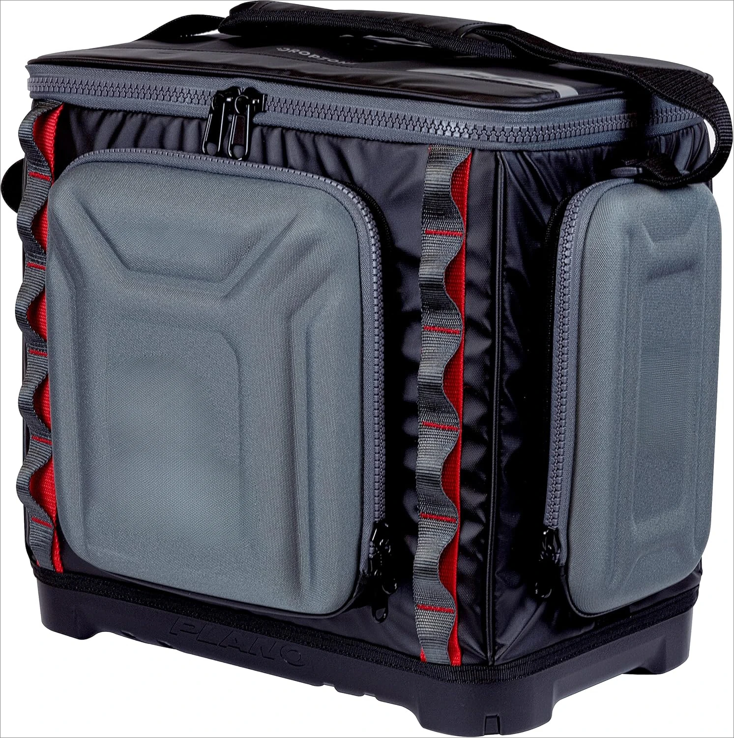 

Tackle Bag, Black with Red Accents, Water-Resistant TPE Coated Fabric, Premium Customizable Fishing Storage, Soft Tackle Bag