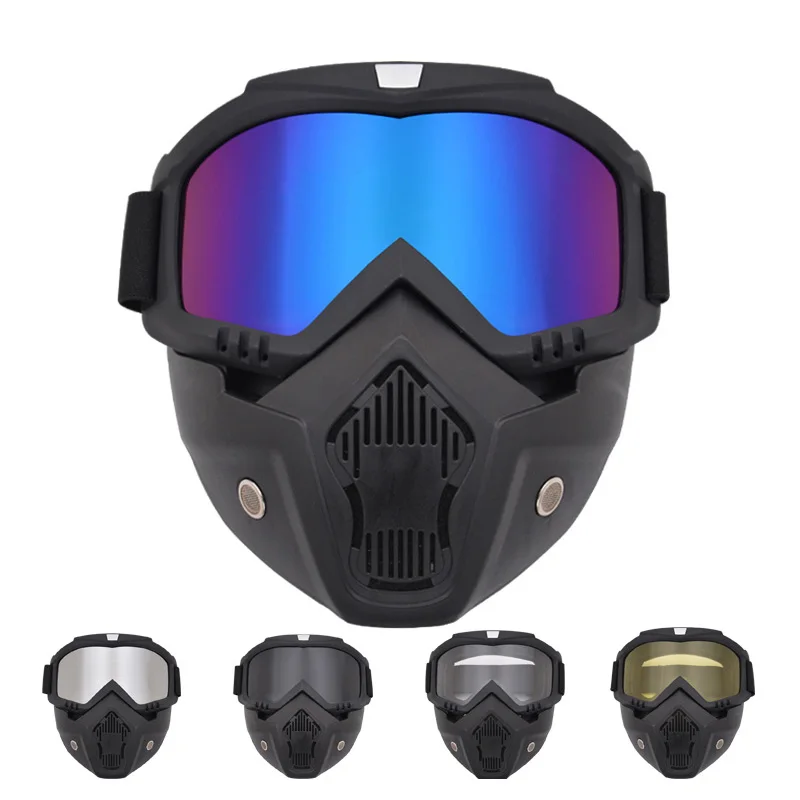 

Protective Mask Retro Wind Full Face Mask Working Off-Road Helmet with Goggles Dust-Proof Sandproof Safety Motorcycle Helmet