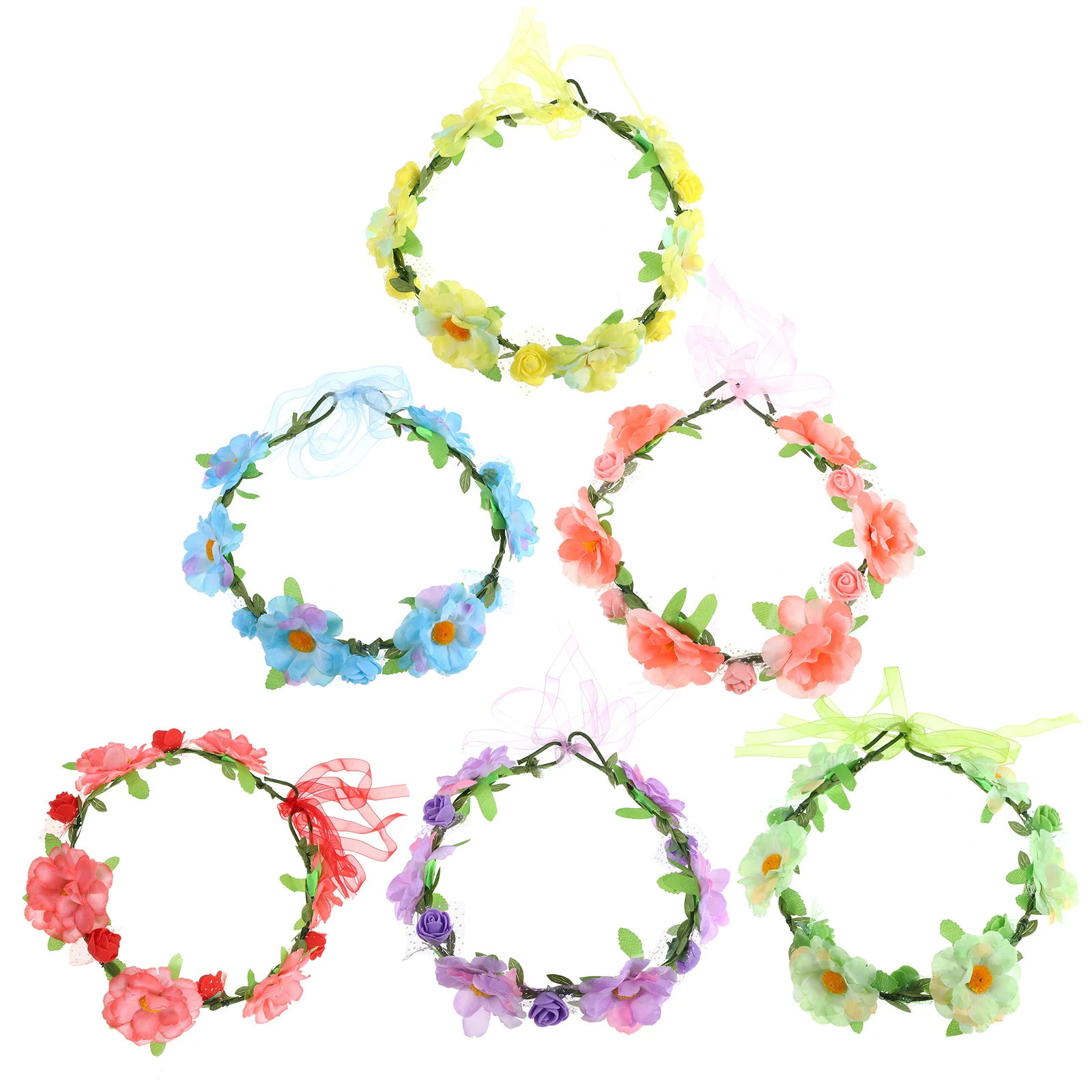 

6 Pcs Floral Headband Hair Wreath Bridal Crown Bohemian Garland Bubble Flower Headband for Girls Hair Accessories for Wedding