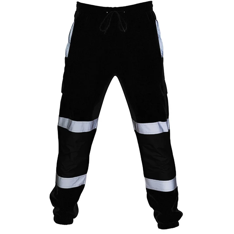 Men\'s Pants With Reflectors Black Orange Work Trousers Workwear Autumn Hi Vis Reflective Pants