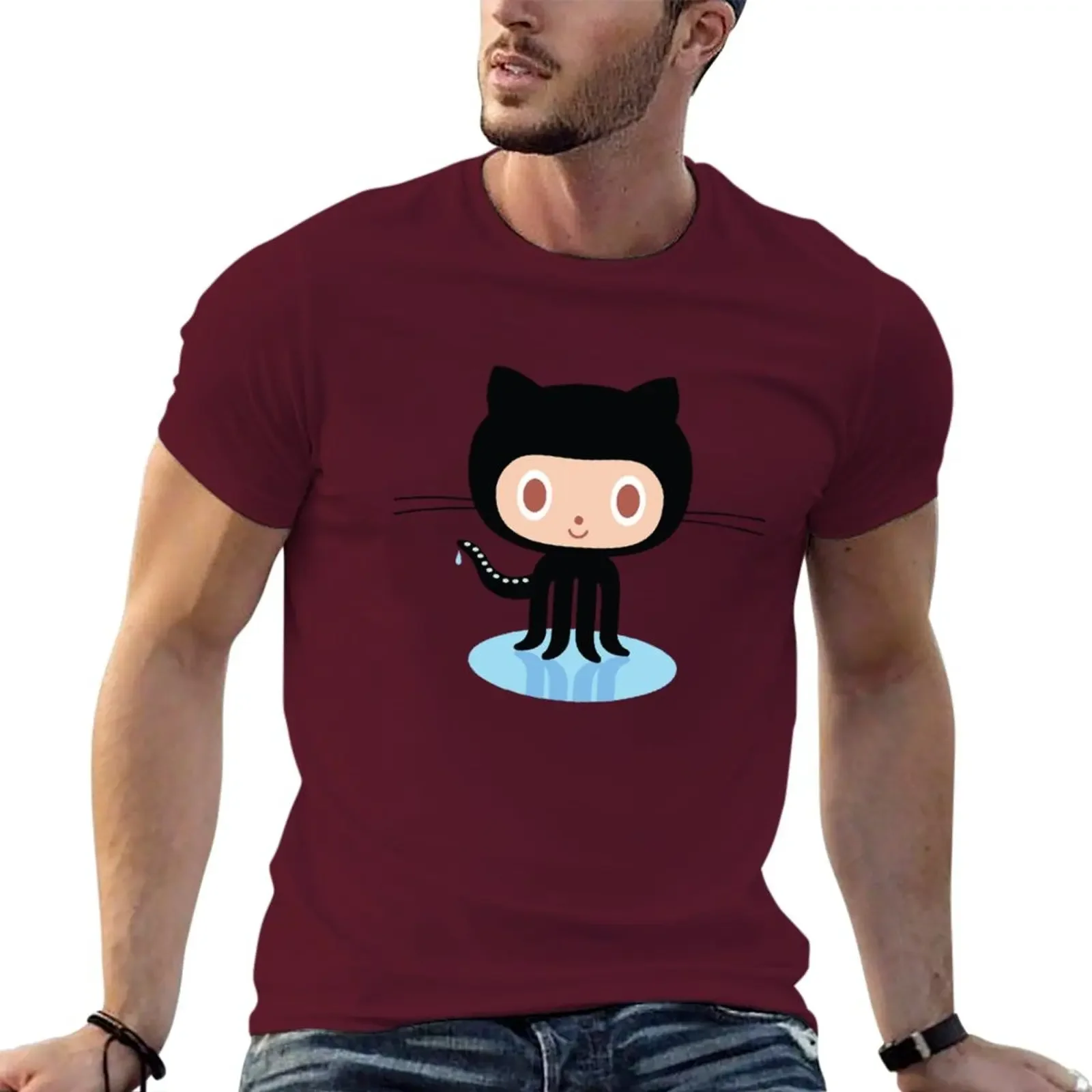 Vintage funny heavyweight t shirts men New Github Octocat - Github T-Shirt men clothing harajuku oversized graphic 2024 funny