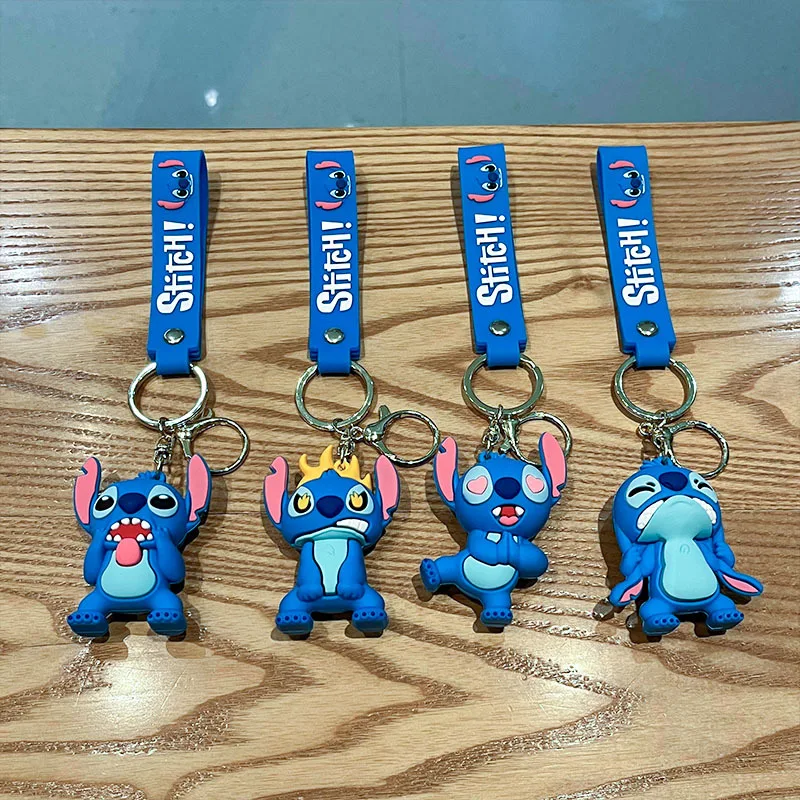 Cute and Funny Stitch Keychain Pendant Disney Series Cartoon Character Doll Pendant Male and Female Car Key Accessories