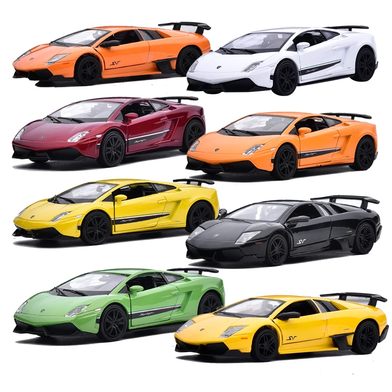 Five inch 1:36 Lamborghini 570-4 Gallardo alloy car model 670 bat pull back door toy car