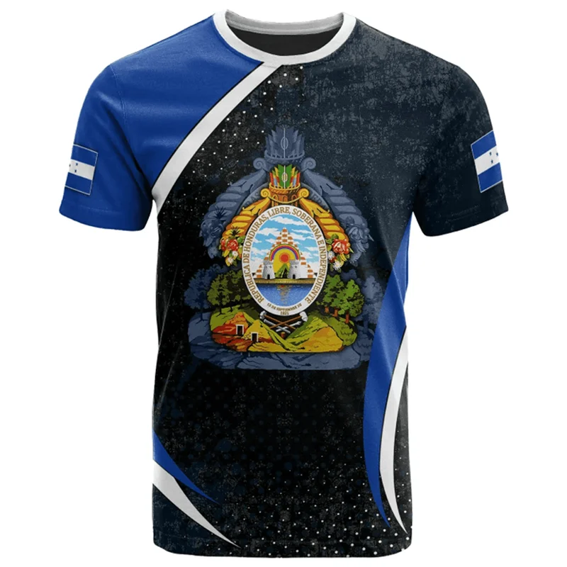 Honduras Flag T Shirts Man Clothes Novelty 3D Printed Short Sleeved T-shirt Casual Tops Honduras Pattern Unisex Women Clothing