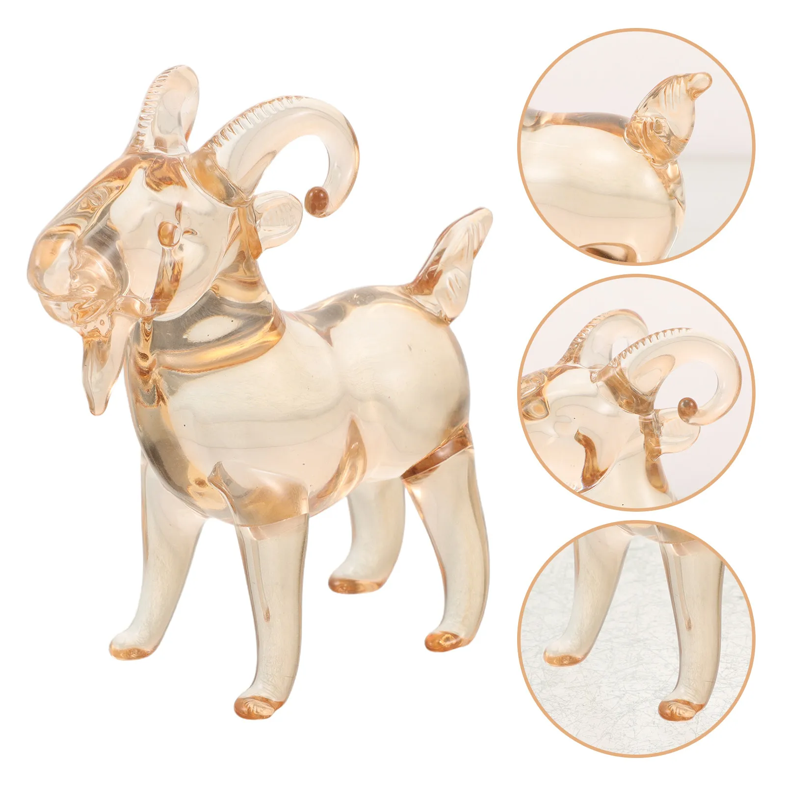 2027 Crystal Chinese Zodiac Goat Statue RAM Sculpture Feng Shui Desk Ornament Prosperity Good Luck Home Office Display