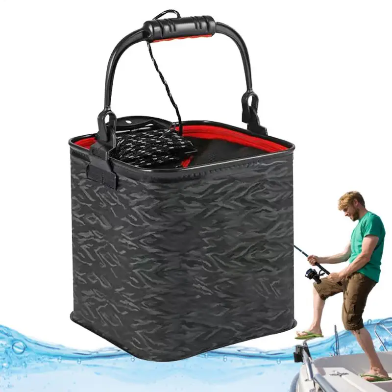 دلو صيد 13L حقيبة الصيد دلو الماء مع 6 متر حبل الماء حوض غسيل مستقر حماية الأسماك دلو علف الاسماك دلو