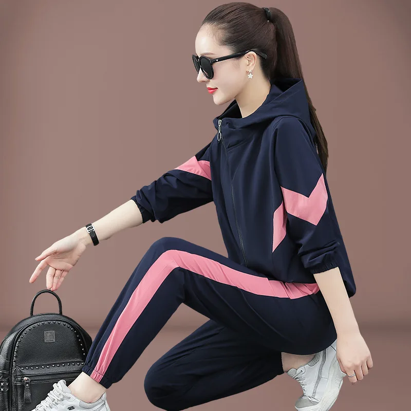 Plus Size tute da donna Outfit stile coreano felpa con cappuccio allentata felpa + pantalone Running Jogger Fitness Gym Workout Set Casual